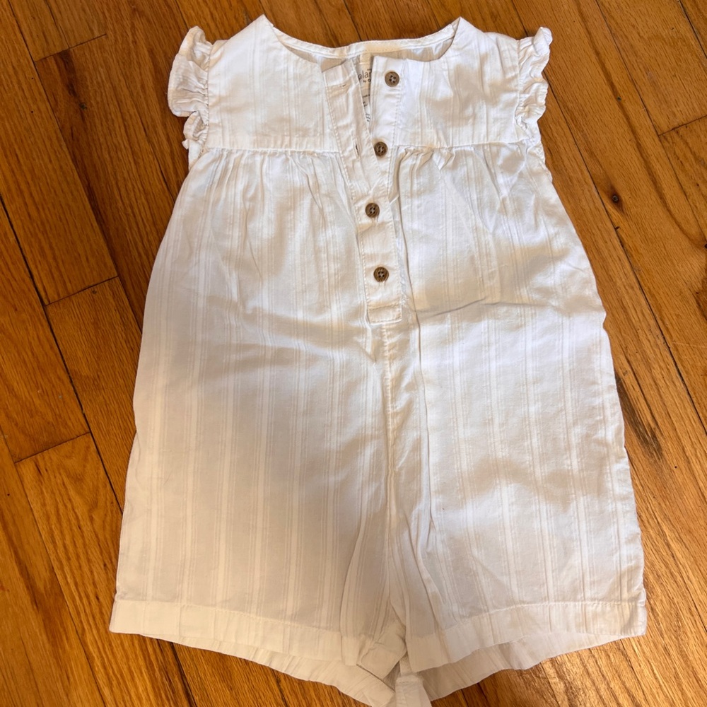 Toddler White Button-Front Romper